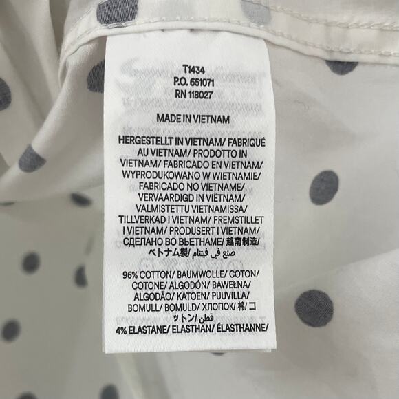 Boden Saskia Stretch Cotton Shirt Ivory Spaced Polka Dot Navy Blue 8 - Picture 7 of 9